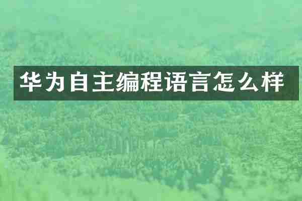 华为自主编程语言怎么样