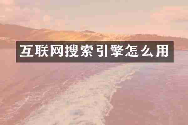 互联网搜索引擎怎么用