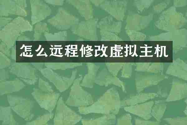 怎么远程修改虚拟主机