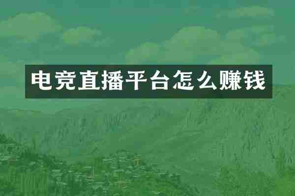 电竞直播平台怎么赚钱