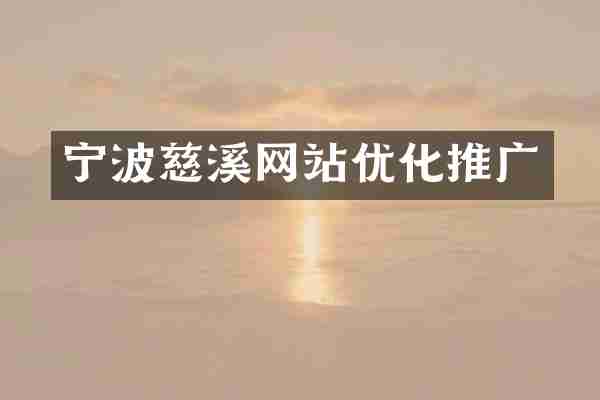 宁波慈溪网站优化推广