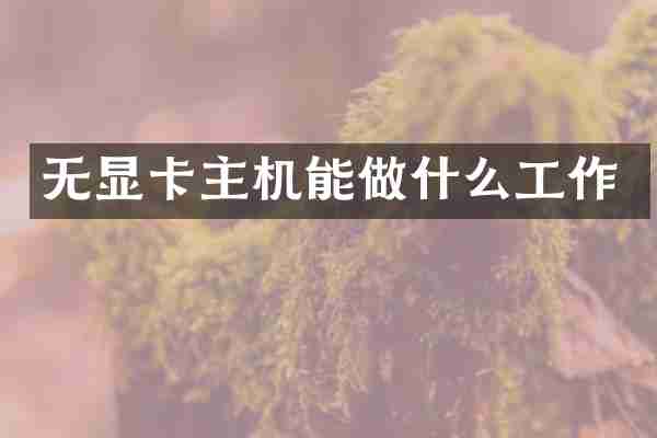 无显卡主机能做什么工作