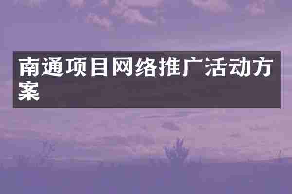 南通项目网络推广活动方案