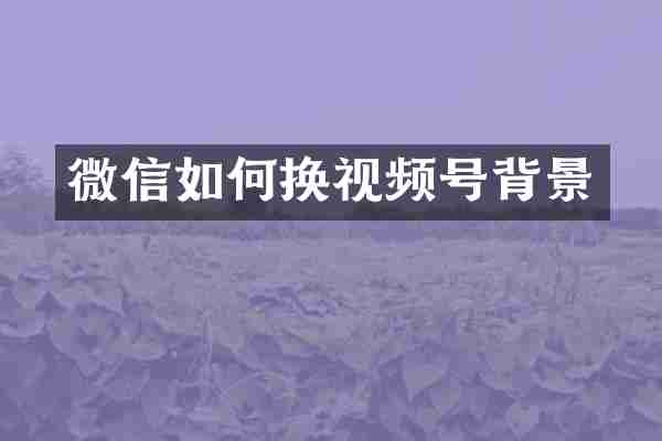 微信如何换视频号背景