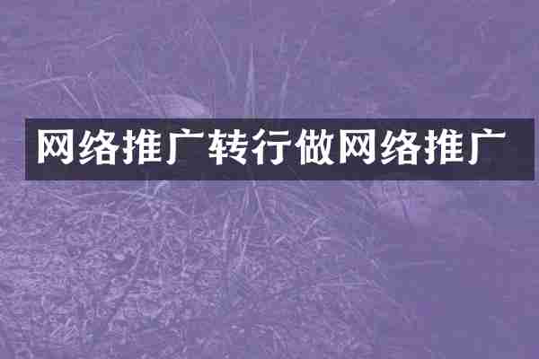 网络推广转行做网络推广