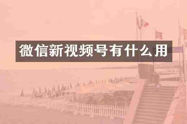 微信新视频号有什么用