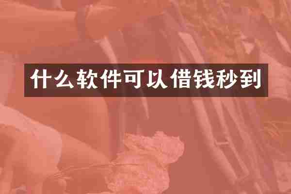 什么软件可以借钱秒到