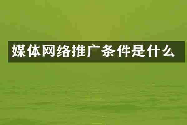 媒体网络推广条件是什么