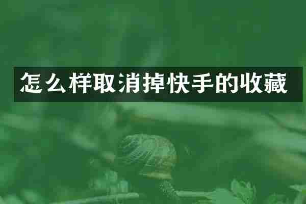 怎么样取消掉快手的收藏