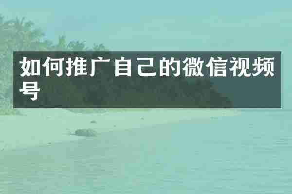如何推广自己的微信视频号