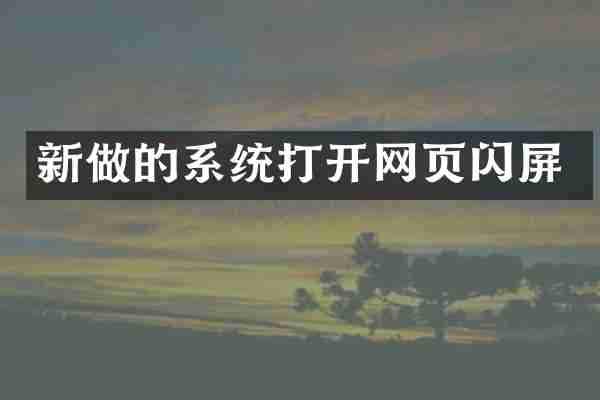 新做的系统打开网页闪屏