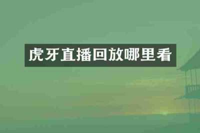 虎牙直播回放哪里看