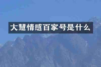 大慧情感百家号是什么