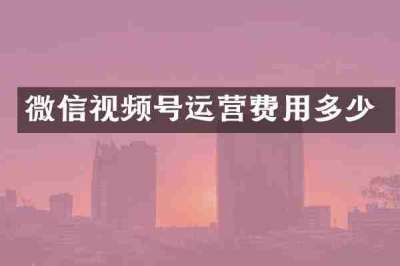 微信视频号运营费用多少