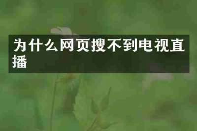 为什么网页搜不到电视直播