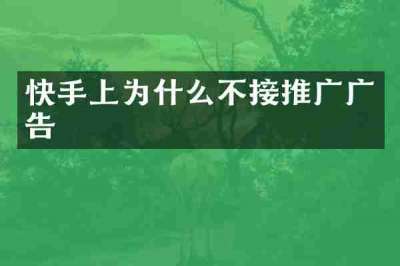 快手上为什么不接推广广告
