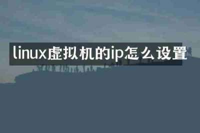linux虚拟机的ip怎么设置