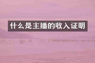 什么是主播的收入证明