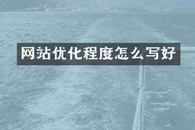 网站优化程度怎么写好
