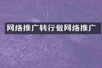 网络推广转行做网络推广
