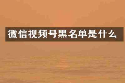 微信视频号黑名单是什么