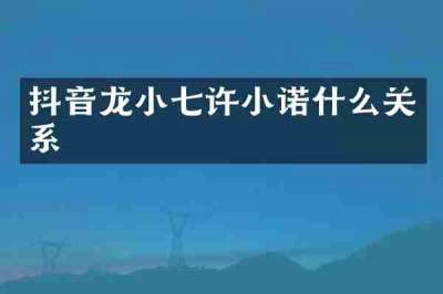 抖音龙小七许小诺什么关系