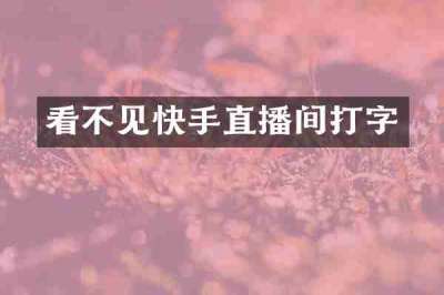 看不见快手直播间打字