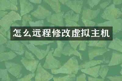 怎么远程修改虚拟主机