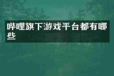 哔哩旗下游戏平台都有哪些