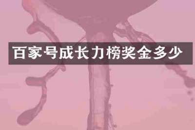 百家号成长力榜奖金多少