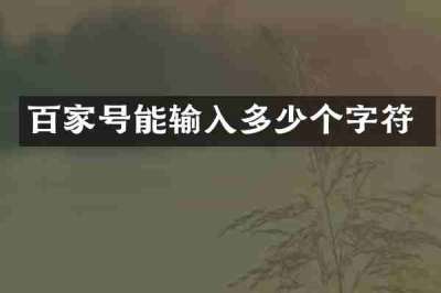百家号能输入多少个字符