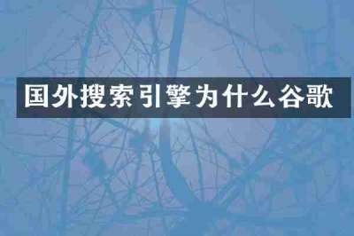 国外搜索引擎为什么谷歌