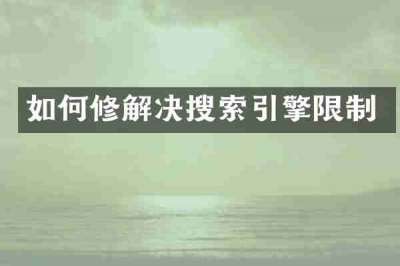 如何修解决搜索引擎限制