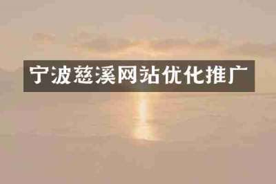宁波慈溪网站优化推广