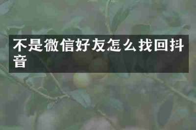 不是微信好友怎么找回抖音