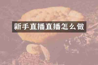 新手直播直播怎么做