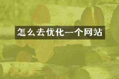 怎么去优化一个网站