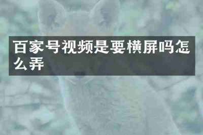 百家号视频是要横屏吗怎么弄