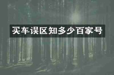 买车误区知多少百家号
