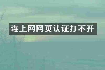 连上网网页认证打不开