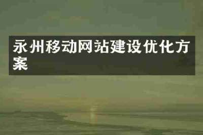 永州移动网站建设优化方案