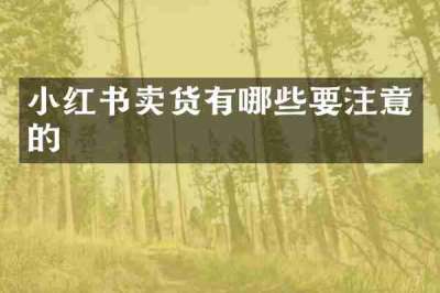 小红书卖货有哪些要注意的