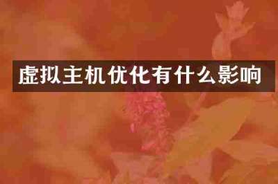 虚拟主机优化有什么影响