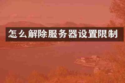 怎么解除服务器设置限制