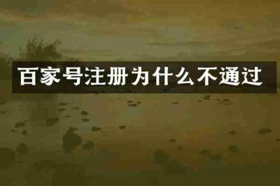 百家号注册为什么不通过
