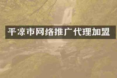 平凉市网络推广代理加盟