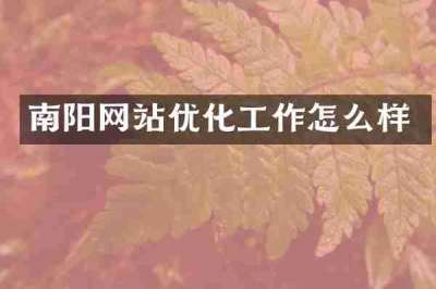 南阳网站优化工作怎么样