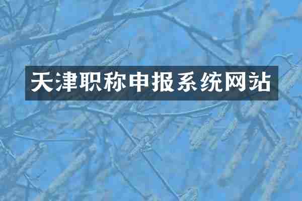 天津职称申报系统网站