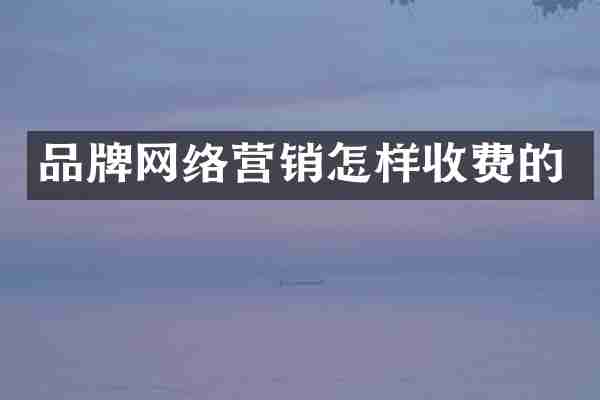 品牌网络营销怎样收费的