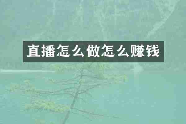直播怎么做怎么赚钱